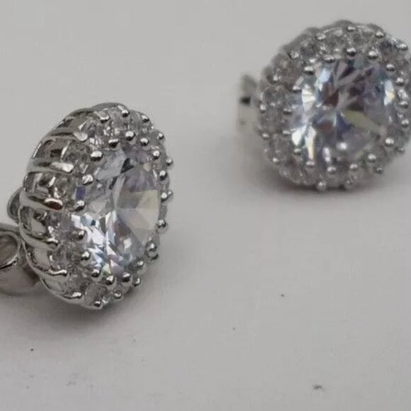 4 CT DIAMONDS STUNNING LADIES LAB SILVER 925 STERLING EARRINGS